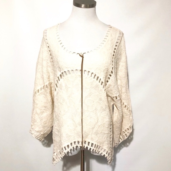 Wayan Natural Wear Tops - Wayan Natural Wear Beige Crochet Top